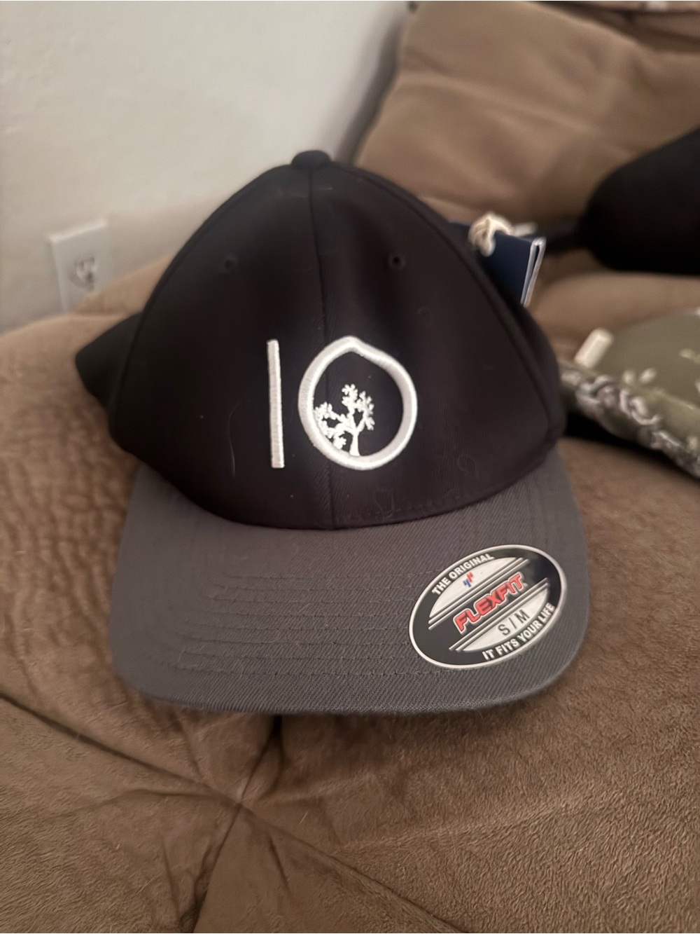 New Tentree Black and Gray Flexfit Hat with White Embroidered Logo